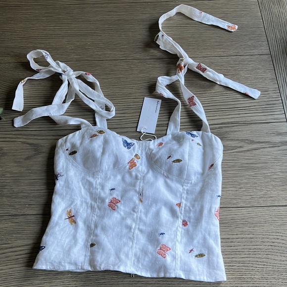 Reformation 100% Linen Jaxon Top Ladybugs NWT 148$ - Picture 4 of 6